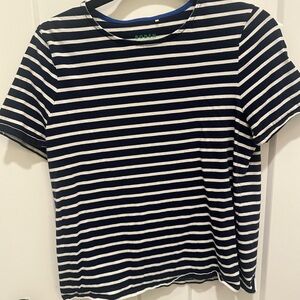 Boden Navy and Cream Striped Top